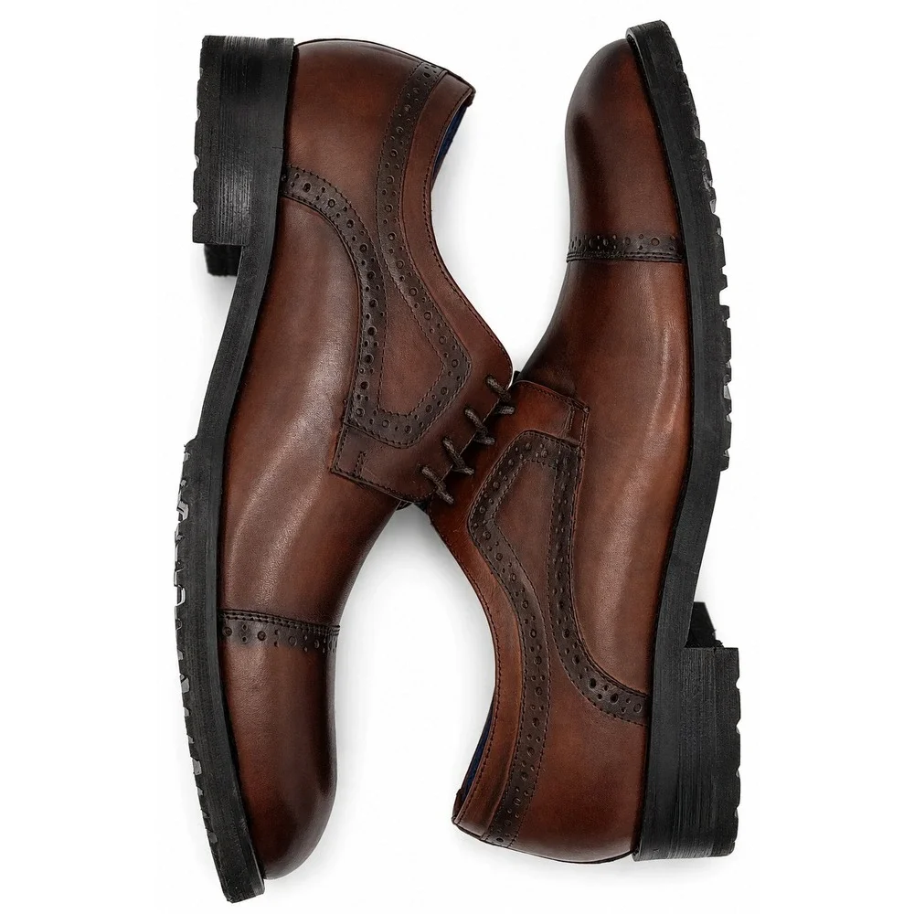 Steve Madden WEBB01M1 Men's Size 11M Brown Leather Cap Toe Oxford Dress‎ Shoes